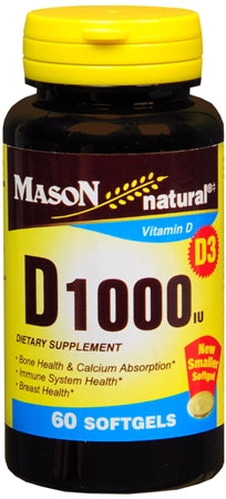 Mason Natural Vitamin D1000 IU Softgels 60 Soft Gels
