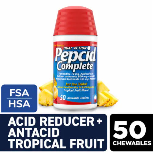 PEPCID COMPLETE CHEWS TROP FRUIT 50CT