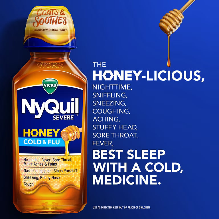 NYQUIL SEVERE COLD & FLU HONEY LIQ 12OZ