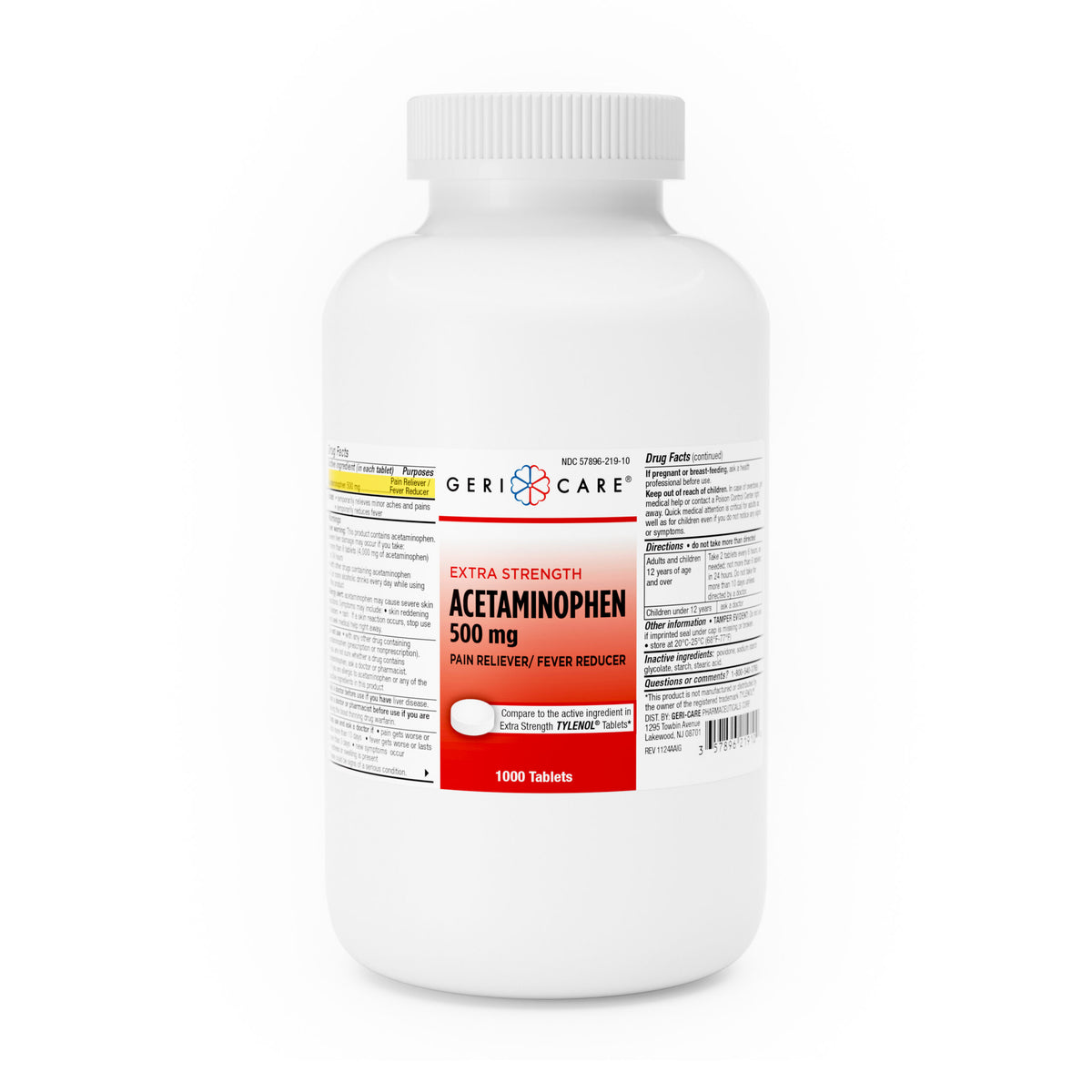 ACETAMINOPHEN 500MG E/S CPL 1000CT GERI
