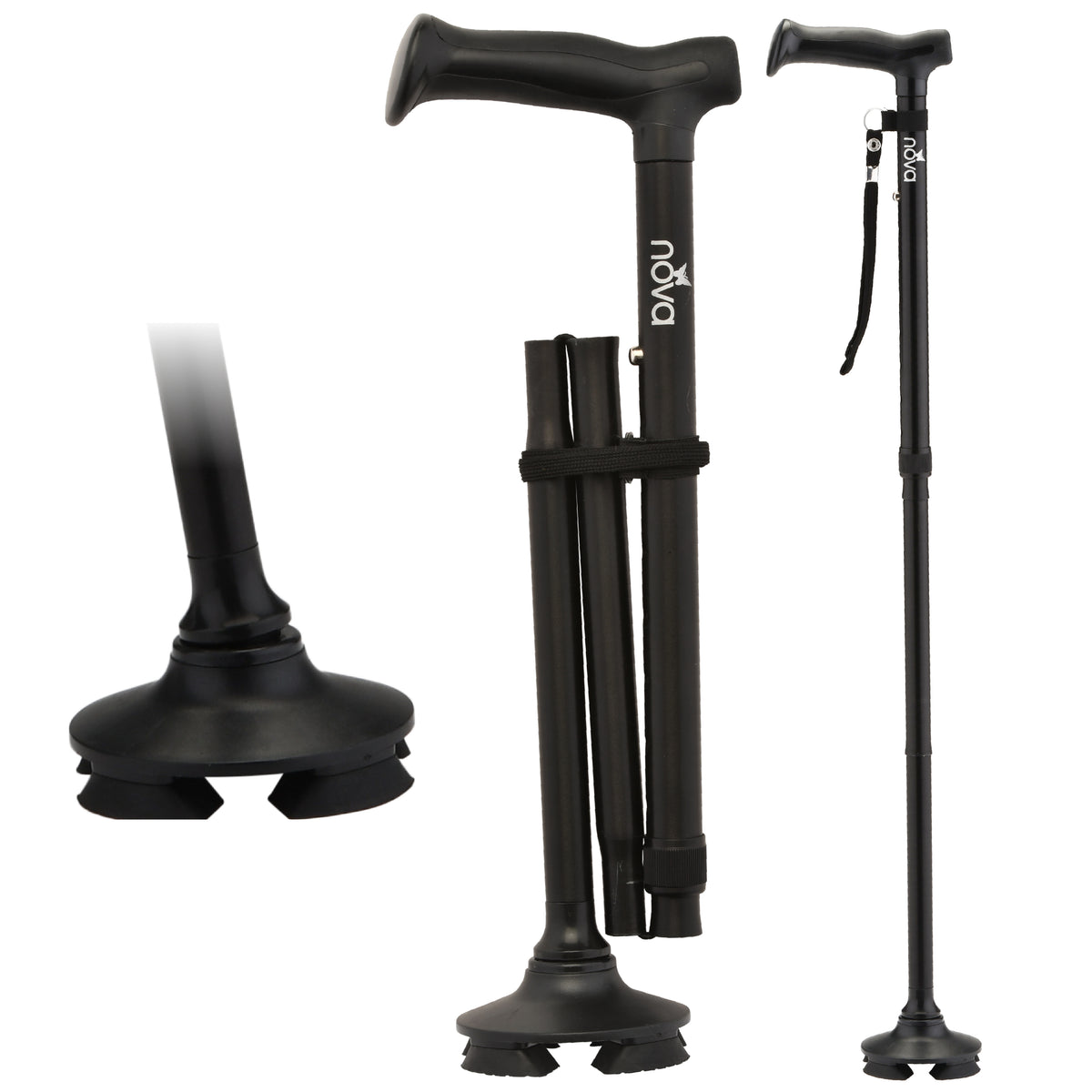 FOLDING CANE PT BLK 3081BK-R NOVA