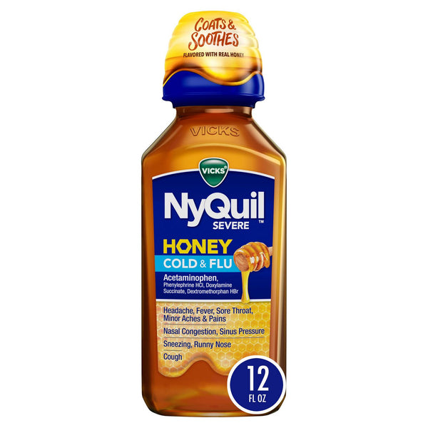 NYQUIL SEVERE COLD & FLU HONEY LIQ 12OZ