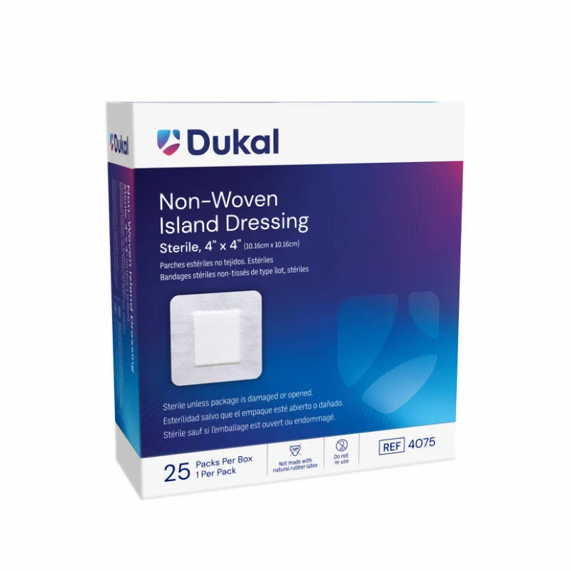 DUK DRESSING NON WOVEN ISLAND 4X4 25CT