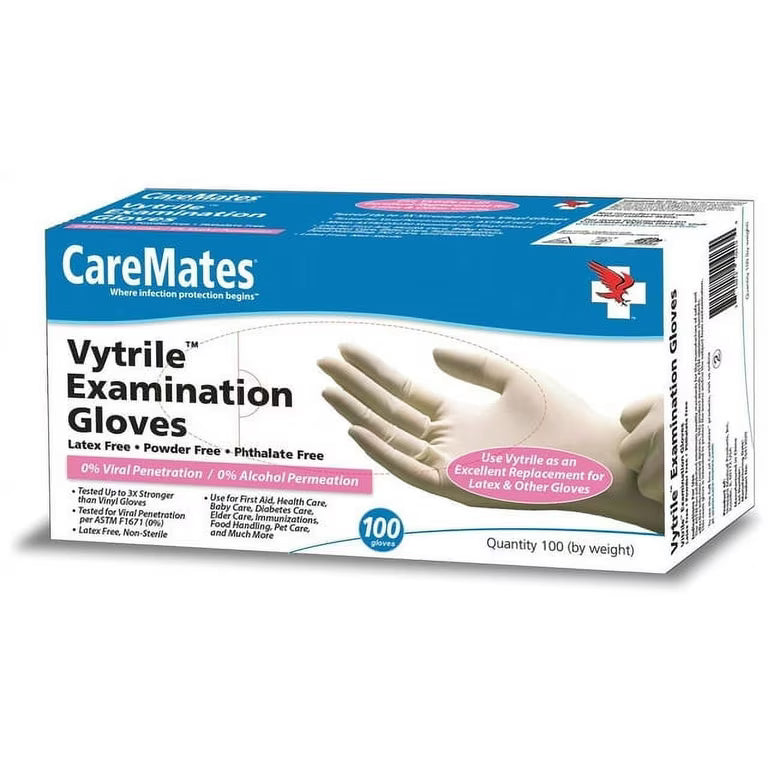 GLOVE VYTRILE CAREMATE P/F MED 100CT SHP