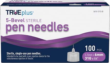 TRUEPLUS 5 BEVEL PEN NDLE 31G 6MM 100CT