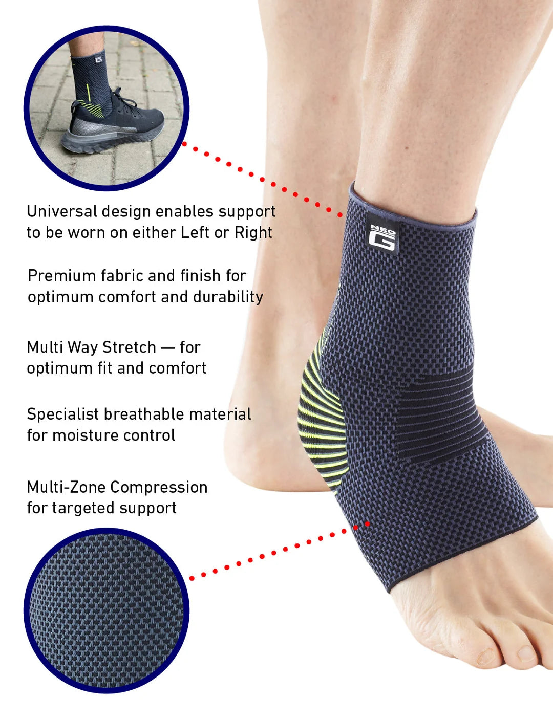 NEO G ACTIVE ANKLE SUPPORT MEDIUM 1CT