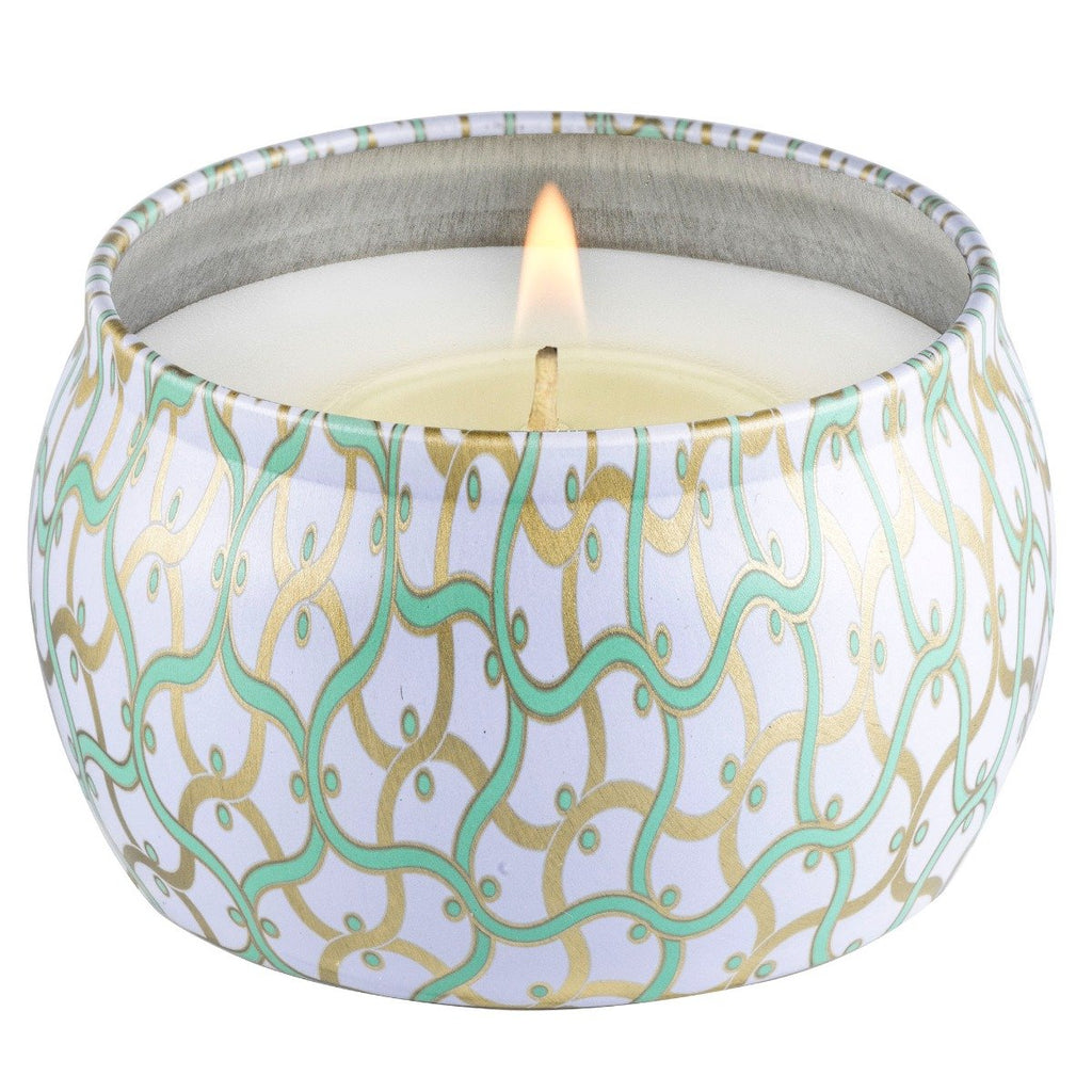 Voluspa Laguna Mini Tin Candle 4 oz open