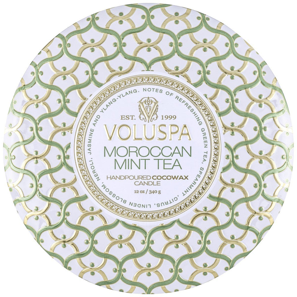 Voluspa Moroccan Mint Tea 3-Wick Tin Candle 12 oz