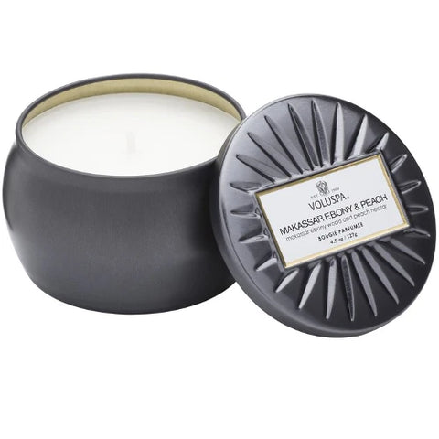 VOLUSPA - Makassar Ebony and Peach Mini Tin Candle 4oz