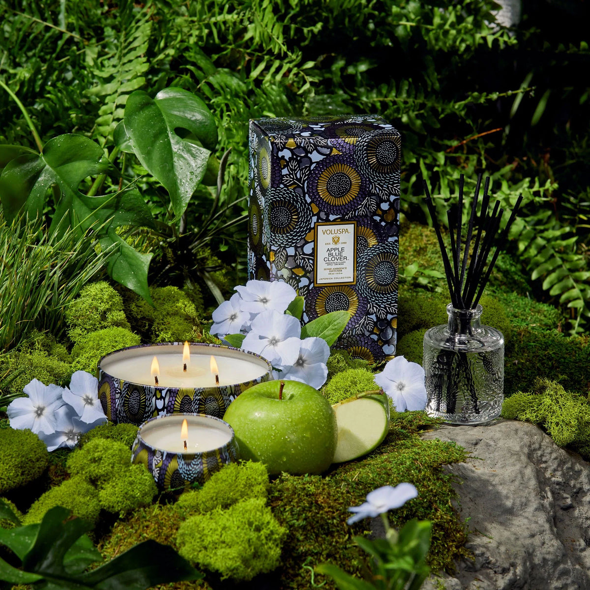 VOLUSPA - Apple Blue Clover 3 Wick Candle 12 oz