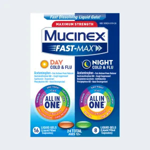 MUCINEX FAST MAX DY+NT CLD/FLU LCP 16+8