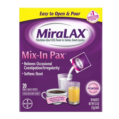 MIRALAX SINGLE DOSE PACKET POWDER 20CT