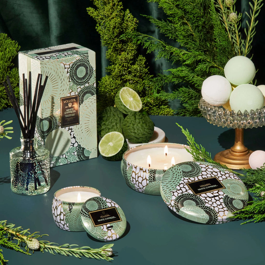 VOLUSPA - White Cypress Mini Tin Candle 4 oz