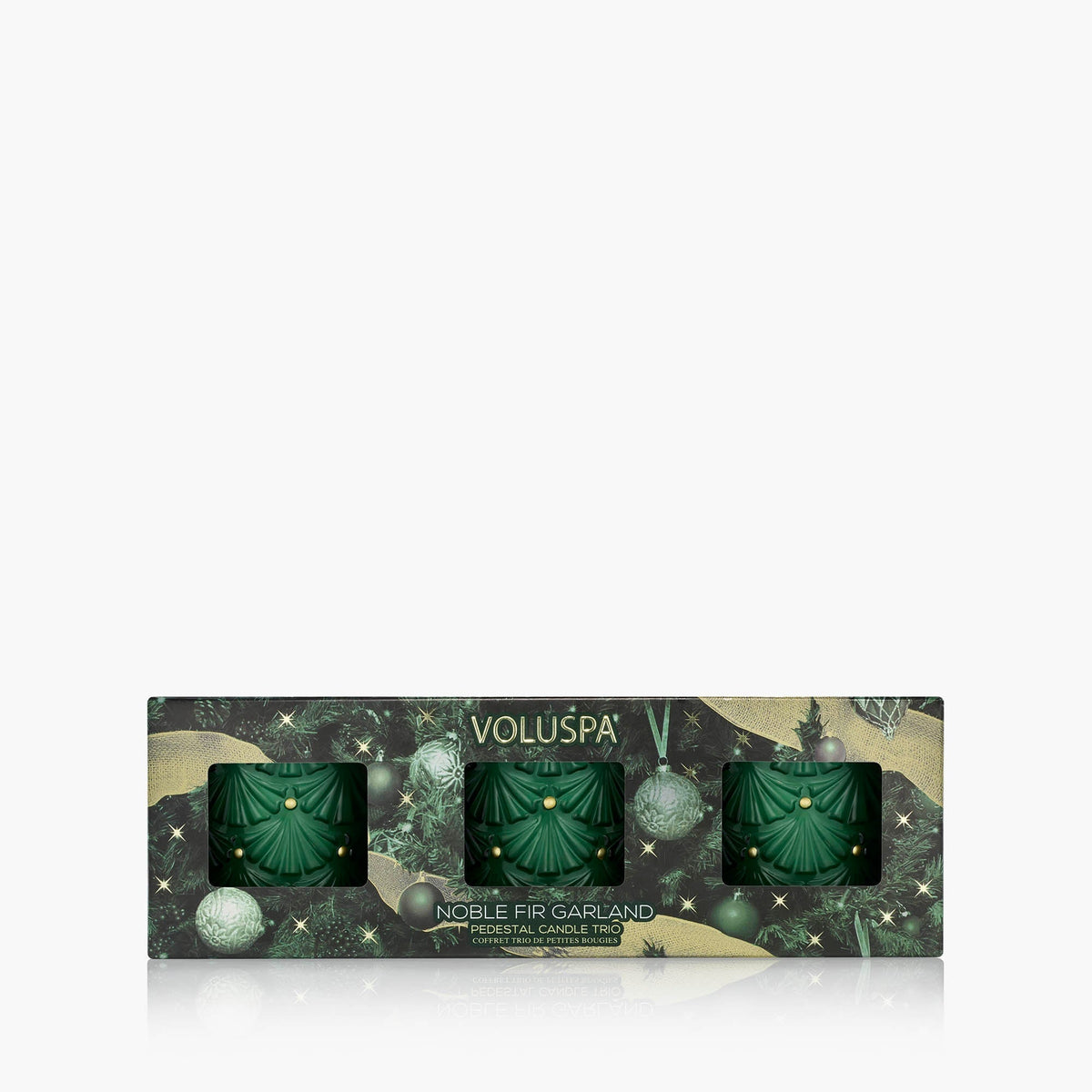 Voluspa Holiday Noble Fir Garland Boxed Pedestal Trio