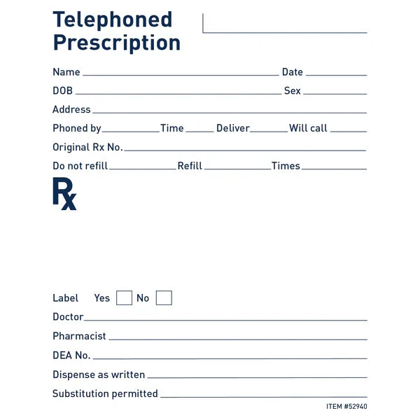 RX PAD TELEPHONE STOCK 1000CT