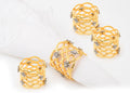 Set of 4 Napkin Rings Jeweled - Gold