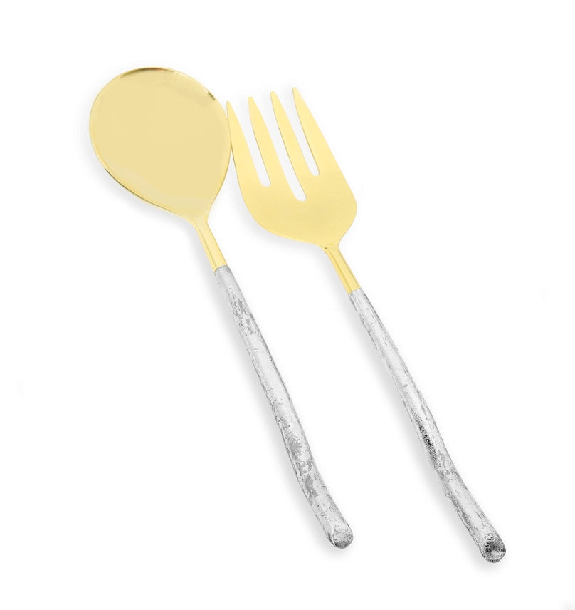 12"L Set of 2 Gold Serving Spoons