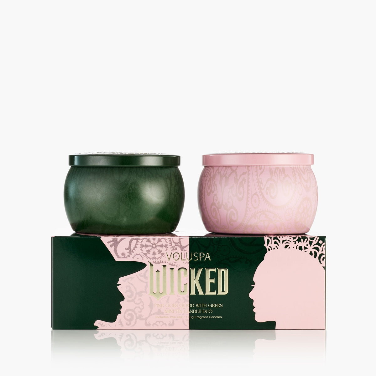 Voluspa Wicked "Pink Goes Good with Green" Mini Tin Candle Duo
