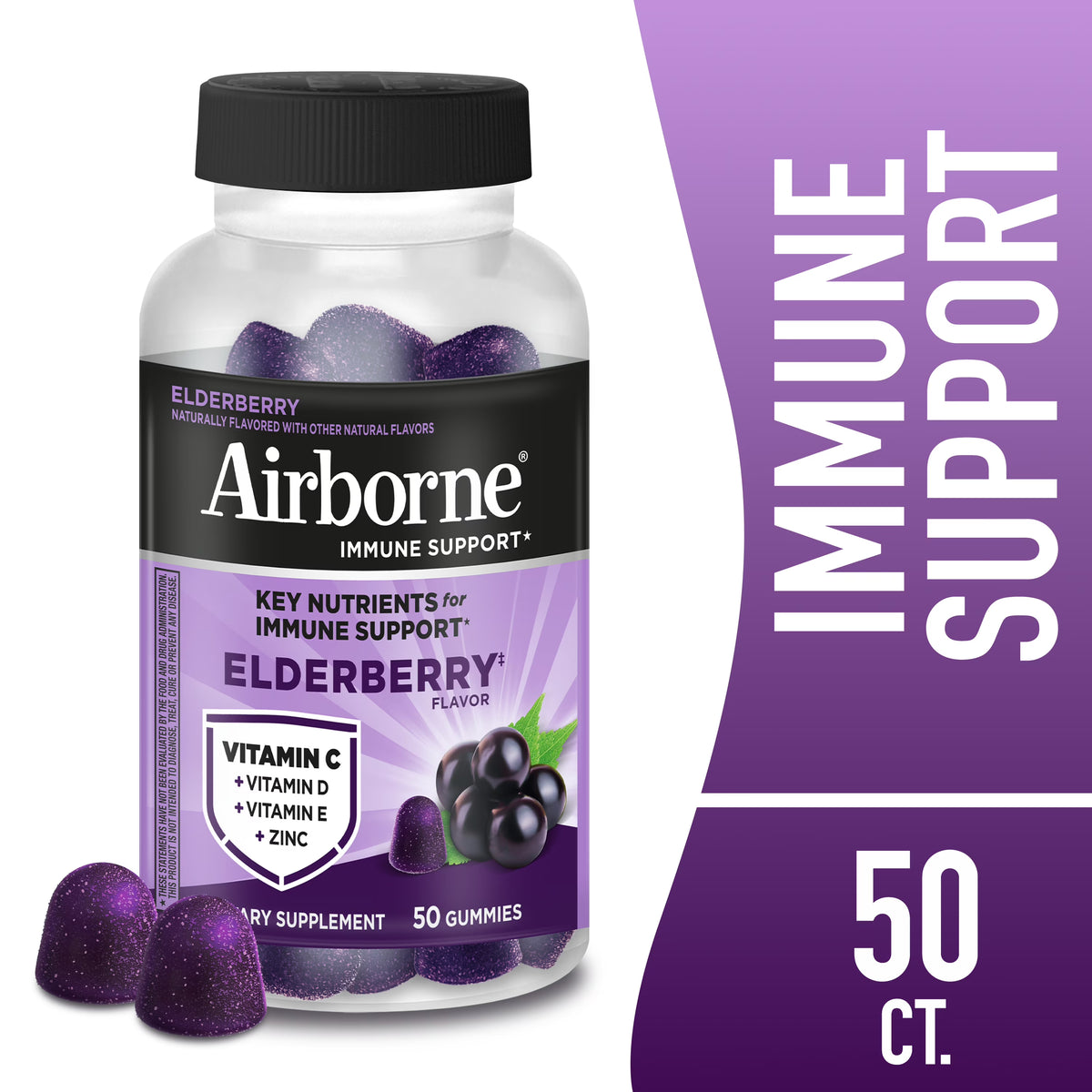 AIRBORNE GUMMIES ELDERBERRY 50CT