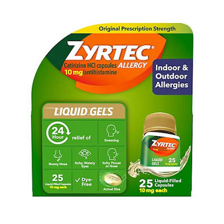 ZYRTEC ALLERGY 10 MG LCP 25CT
