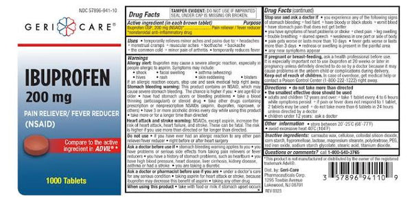 IBUPROFEN 200 MG TAB 1000 GERI