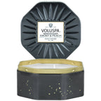 Voluspa Makassar Ebony & Peach 3-Wick Tin Candle, 12 oz
