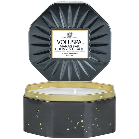 VALUSPA - Makassar Ebony and Peach 3 Wick Candle 12 oz