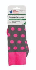 GNP SOCK UNIS KNEE 15-20MM GY PNK DOT SM