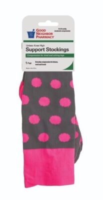 GNP SOCK UNIS KNEE 15-20MM GY PNK DOT SM