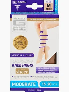 GNP STOCKING WMN KNEE SHR 20-30MMHG BK M