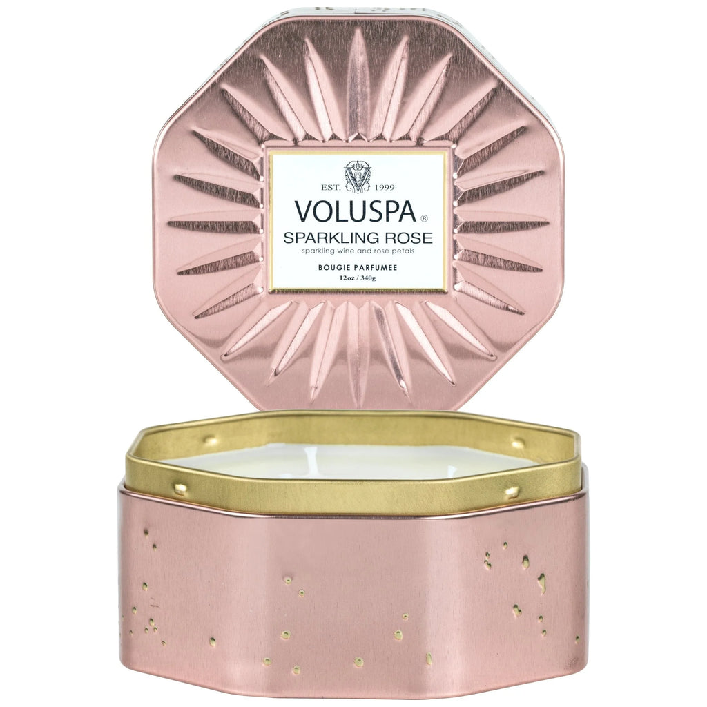 VOLUSPA - Sparkling Rose 3 Wick Octagon Candle