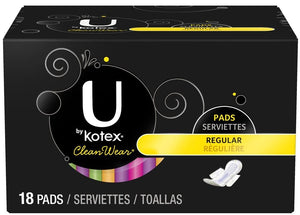 U by Kotex Clean Wear Pads, Ultra Thin, Regular, 18 pads
