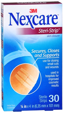 Nexcare Steri-Strip Skin Closure Strips 1/4 Inch X 4 Inches 30 Each (1 Pack)