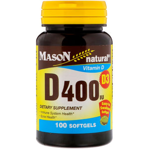 Mason Natural, D400 IU, 100 Softgels