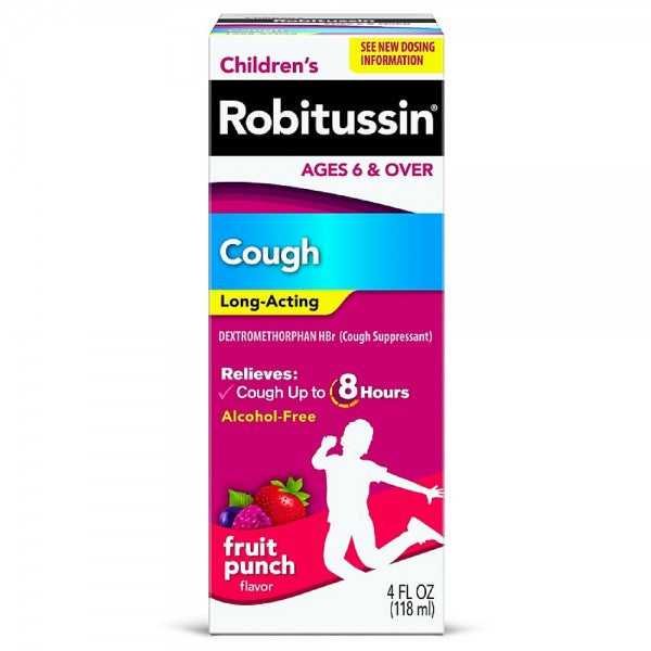 Robitussin Children's Long-Acting Cough Relief Liquid, Fruit Punch 4 oz