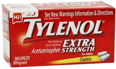 TYLENOL Extra Strength Pain Reliever & Fever Reducer, 500 mg Caplets 100 ea (1 Pack)