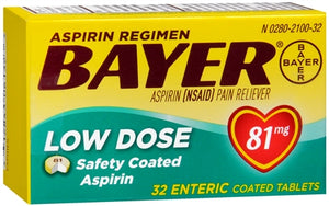 Bayer Low Dose Safety Coated Aspirin 81 mg Tablets 32 ea (1 Pack)