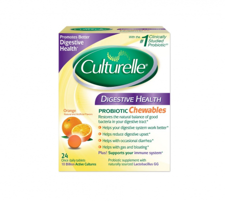Culturelle Digestive Health Probiotic Chewable Tablets, Orange 24 ea (1 Pack)