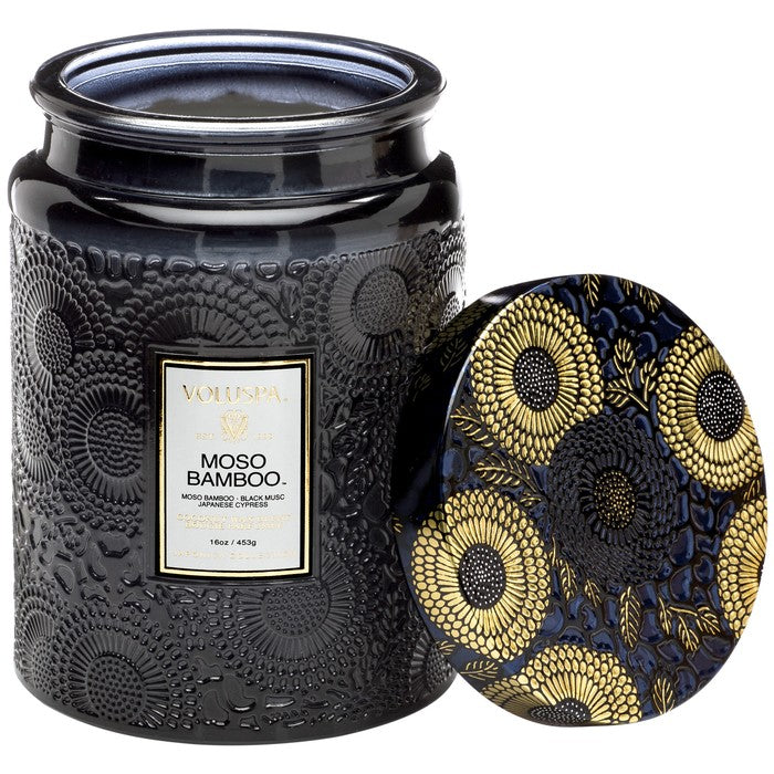 VOLUSPA - Moso Bamboo Large Embossed Glass Jar Candle