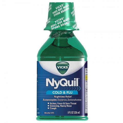 Vicks Nyquil Cold & Flu Nighttime Relief Liquid, Original Flavor 8 oz