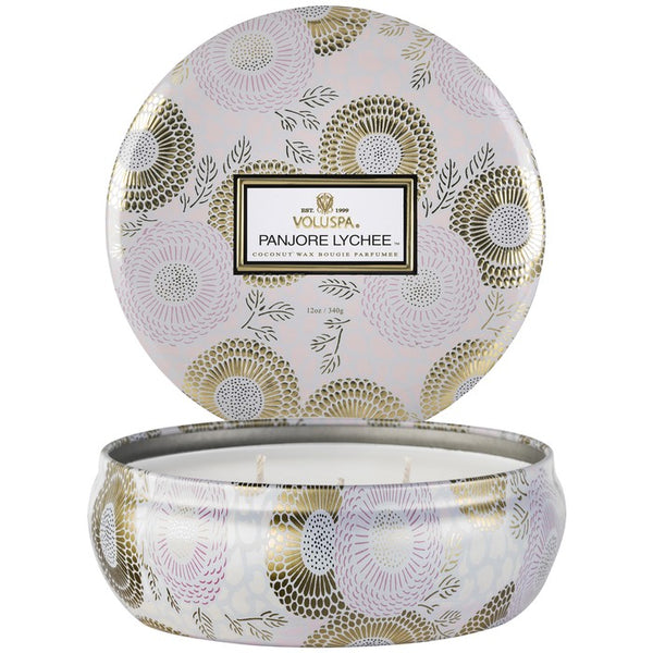 VOLUSPA - Panjore Lychee 3 Wick Candle In Decorative Tin