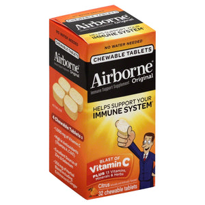 Airborne Vitamin C Chewable Tablets, Citrus, 32 Ct
