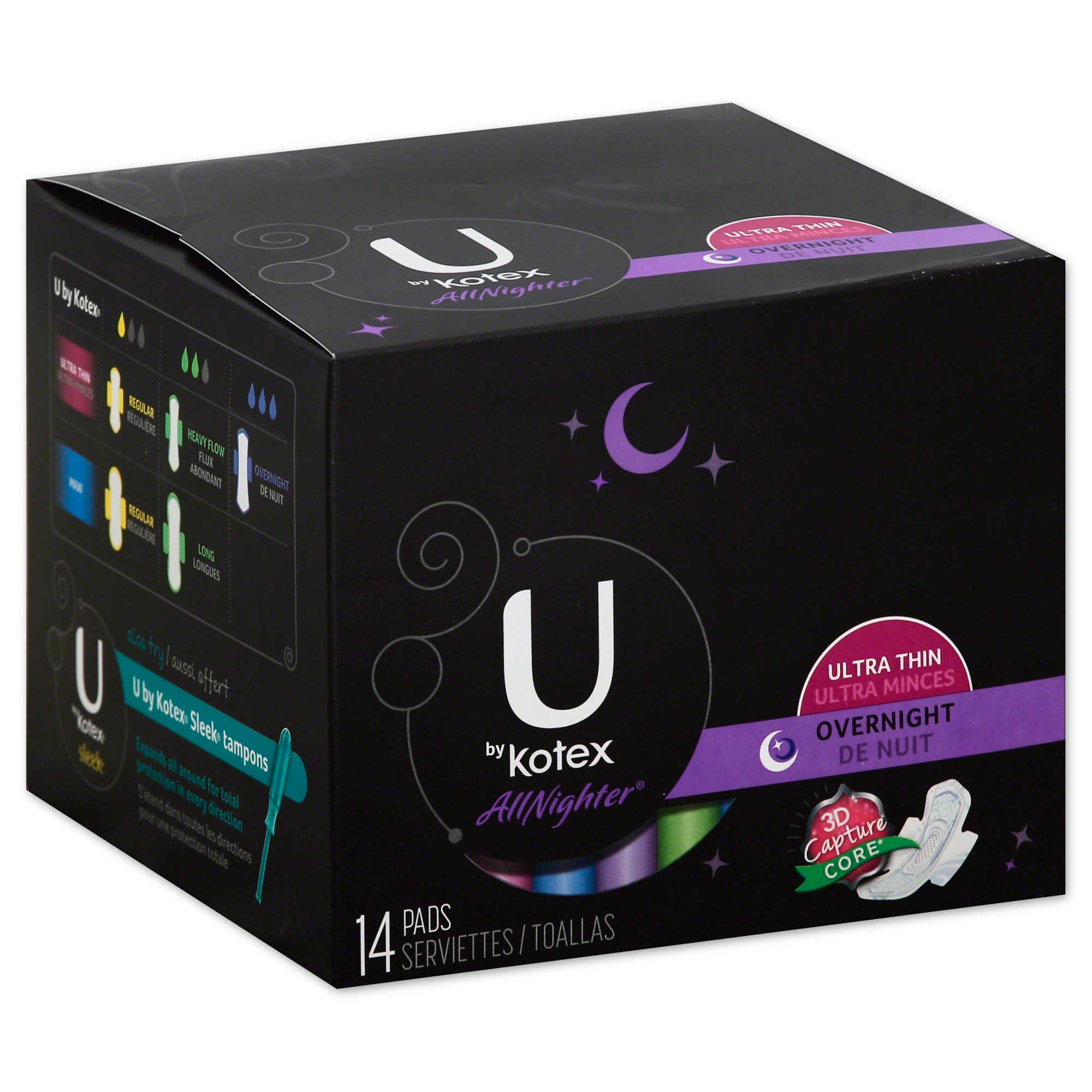 U by Kotex Security Pads, Ultra Thin, Wings, Over Night