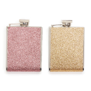 GLITTER FLASK IN GIFT BOX/ GOLD AND ROSE GOLD