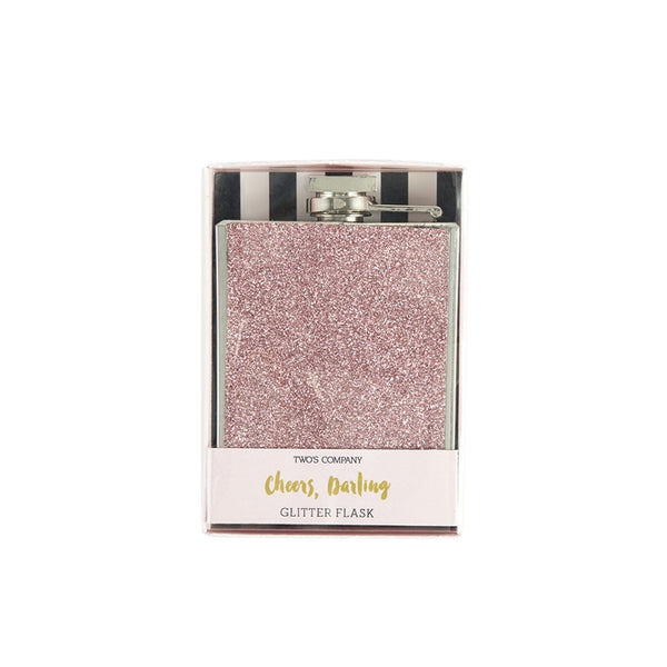 GLITTER FLASK IN GIFT BOX/ GOLD AND ROSE GOLD