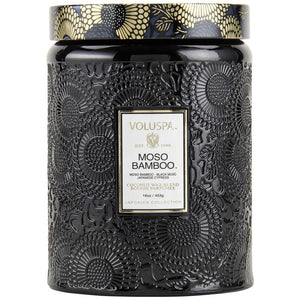 VOLUSPA - Moso Bamboo Large Embossed Glass Jar Candle