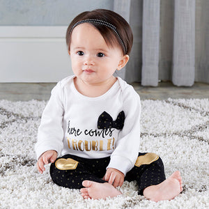 Trendy Baby Here Comes Trouble 2-Piece Outfit