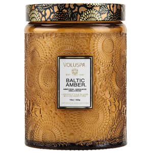 VOLUSPA - Baltic Amber Large Embossed Glass Jar Candle