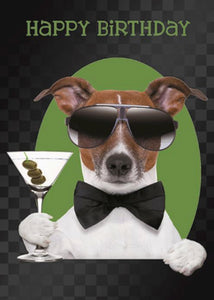 Fancy Dog with Cocktail Birthday Card