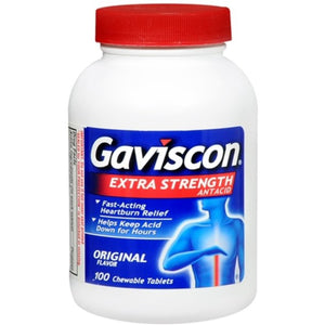 Gaviscon Extra Strength Original Flavor Chewable 100 Tablets